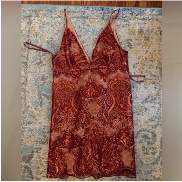 Free people night shimmers red mini dress - Picture 2 of 2